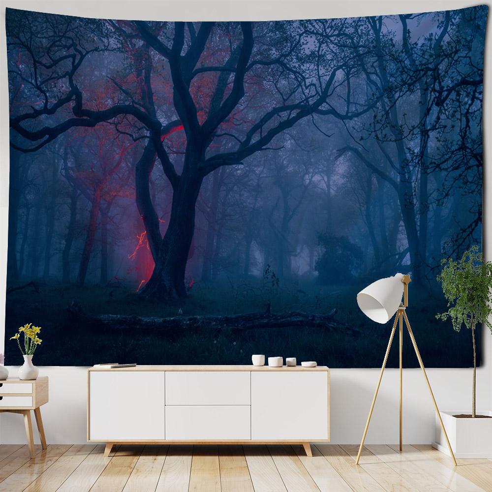 Natural Forest Landscape Tapestry Wall Hanging Garden Landscape Home Living Room Bedroom Dormitory Decoration Background Cloth