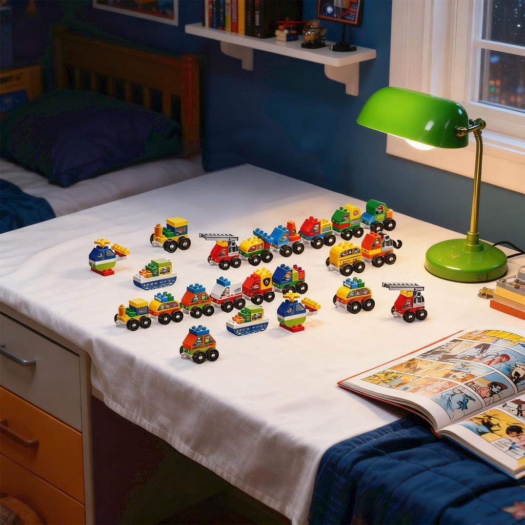 Versatile Engineering Fire Truck Building Block Granules, Baby Kindergarten Early Education And Intelligence Assembly Building Block Toys.