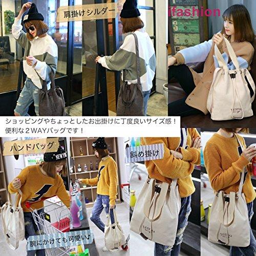 [Angel Moon] Canvas Tote Bag, 2-way, Drawstring, Crossbody, Shoulder Bag, Natural, Relaxed Fit, Women's, Office, Casual, Sub-bag, Tablet, Zipper Closu