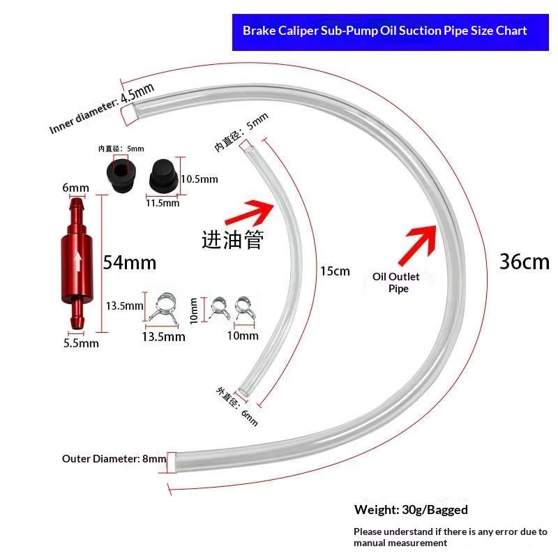 Brake Caliper Fluid Bleeder Hose Kit Leak-Proof Clear Pipe Quick Connector Portable for Car Home Garage DIY Repair