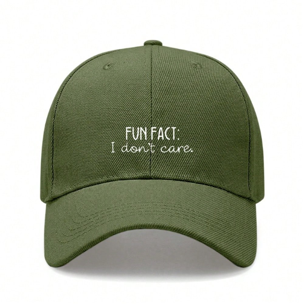 [Casual Baseball Cap] Beige "FUN FACT: I Don't Care." Print Baseball Hat, Adjustable Breathable Lightweight Curved Brim, Daily Wear Sun Dad Hat