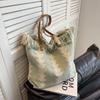 Large Capacity Women's Korean Style Fringed Shoulder Versatile Student School Commuter Canvas Tote Bag