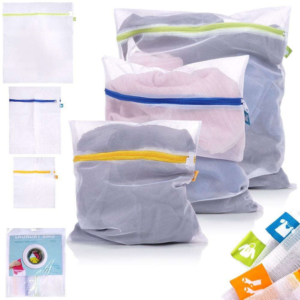 Ultra Clean Set of 3 Mesh Laundry Bags with Zippers, S/M/L