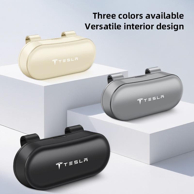 1Pcs Car Sun Visor Sunglasses Case Glasses Storage Clip Box For Tesla Model 3 Model Y Model X Model S Cybertruck Roadster SpaceX