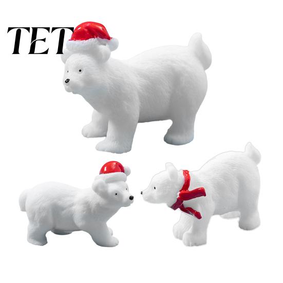 Holiday Display Ornaments Miniature Polar Bear Figurines, Durable Synthetic Resin Animal Indoor Outdoor Statues Ornaments, Decorative Accents