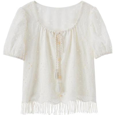 BETU Women's Embroidered Puff Sleeve Shirt