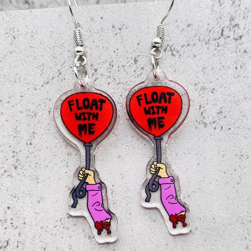 Cute Mushroom Frog Earrings Drop Earrings Acrylic Cartoon Balloon Print Dangle Earrings Ear Dangles Ear Pendant for Girl