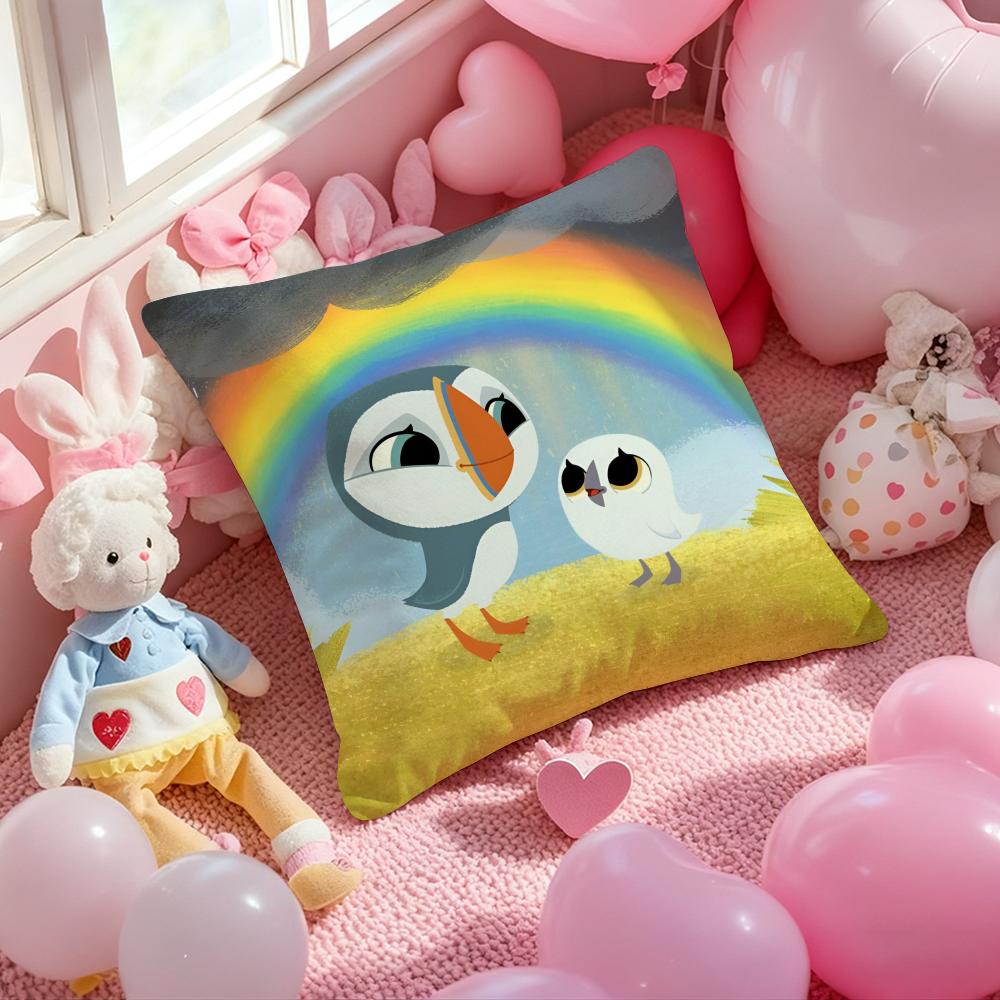 Kwaii Puffin Rock PPreschool Cushion Cover Pattern Printed Pillowcase for Living Room Sofa Cushion Cover  Bedroom Decor