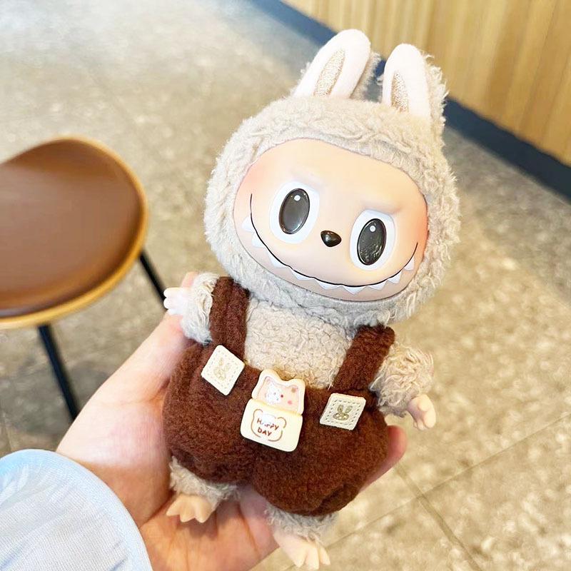 17cm Labubu Doll Clothes: Ice Cream Overalls - Cute Pendant Blind Box