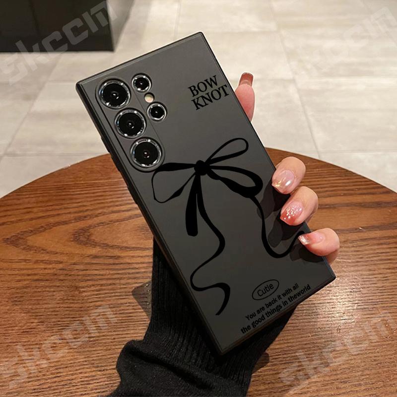 Милый чехол-бантик из силикона для Samsung Galaxy S25 S24 S23 S22 Ultra Plus S20 FE A15 A35 A50 A51 A54 A55 A71 A72 A73 S24 black