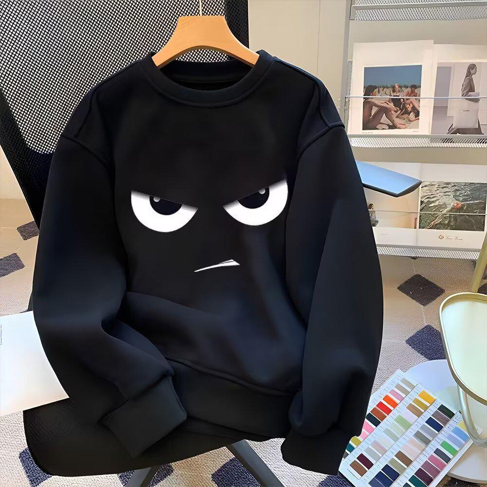 Men s Korean Style Fleece-Lined Sweatshirt - Casual Crew Neck Heavyweight Pullover 3XL