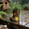 Small Rain Boots Planter Pot Rustic Cute Boot Flower Pot with Drainage Hole for Succulents Herb Flowers Decorative Table Centerpiece for Mom