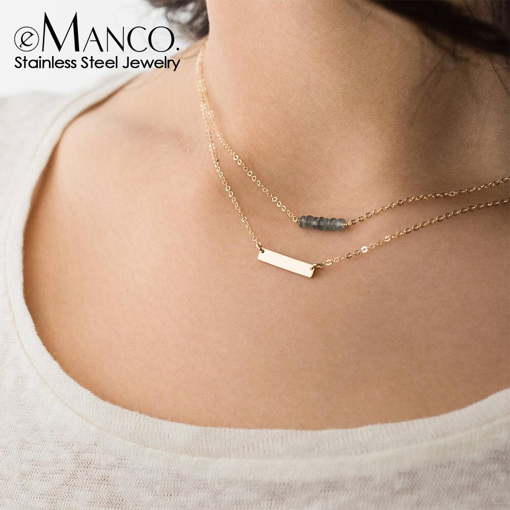 EMANCO Stainless Steel Twisted Chain Necklace Multilayer Gold Color Paper Clip Chain Square Chain Necklace Women Jewelry Choker