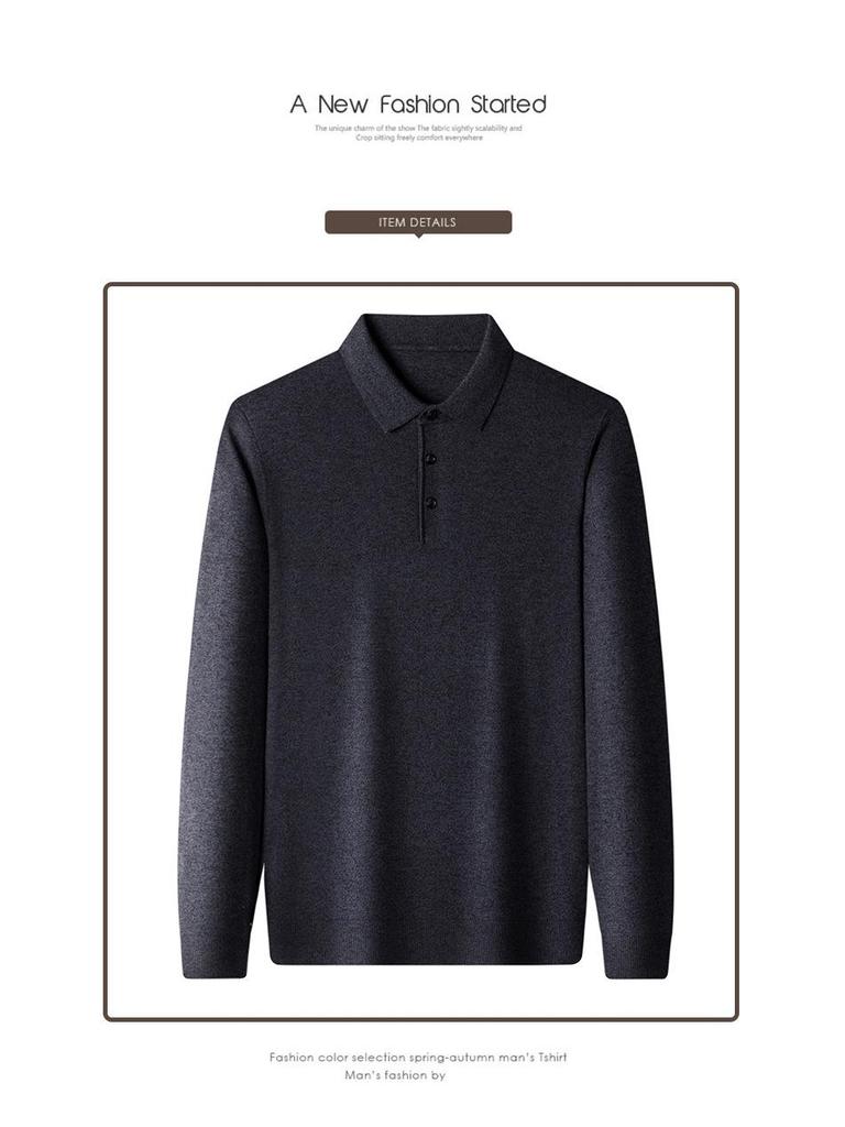 Men's Wool-Blend Cardigan: Solid Color Turn-Down Collar Knitted Sweater