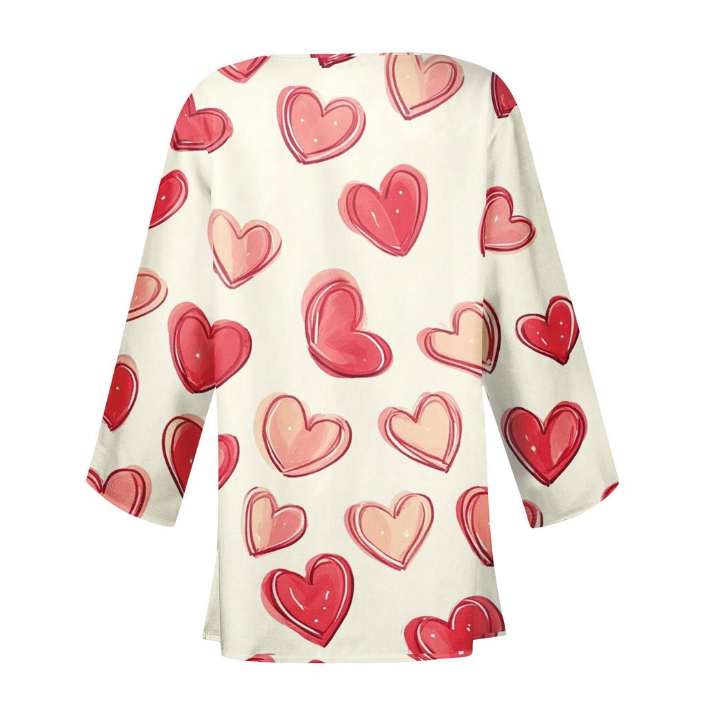 Women's Casual And Fashionable Valentine's Day  Printed Lightweight Mid Length Jacket Cardigan