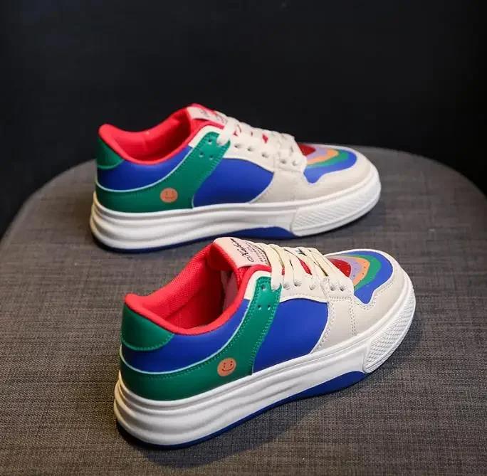 Scarpe da ginnastica alla moda da donna con lacci, scarpe vulcanizzate, coppia, scarpe sportive da donna con plateau antiscivolo, comode scarpe casual da tavola