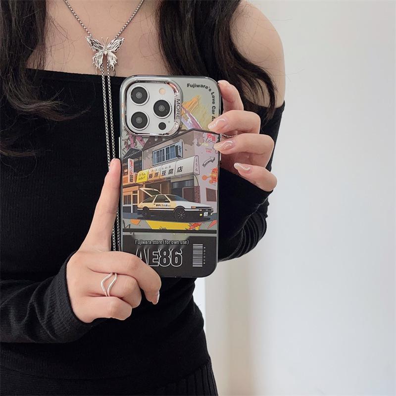 

Fujiwara Tofu Shop iPhone 16 Pro Max Case, Electroplated Silver, Fits 15/14/13/12, Trendy Brand iPhone 11