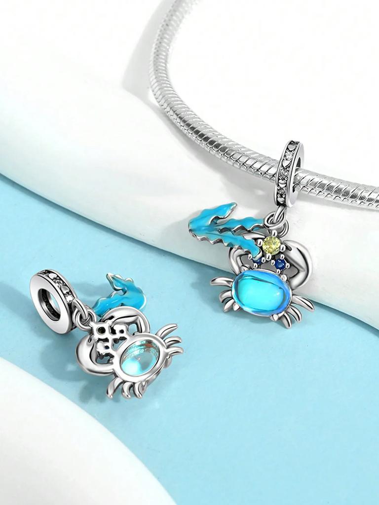 Charms Plata Copper Colors Ocean Crab Octopus Beads Charm Pendant For Original Bracelet For Women Diy Jewelry Love Gift