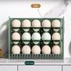 Organizator de ouă cu rabat automat, suport pentru ouă cu 3 niveluri, 30 de bucăți, recipient pentru depozitarea ouălor pentru ușa laterală a frigiderului sau blat