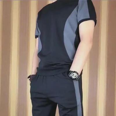 Tuta Sportiva Estiva da Uomo in Seta Ghiaccio: Set T-shirt a maniche corte e pantaloni