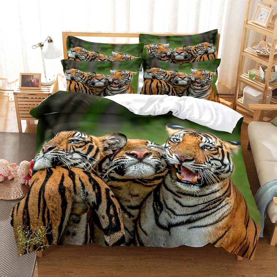 Tiger Duvet Cover Set King Size 230x260 Double Bed Single Queen Full Animal Quilt Case Linen 3D Pillowcase Twin Bedding Sets