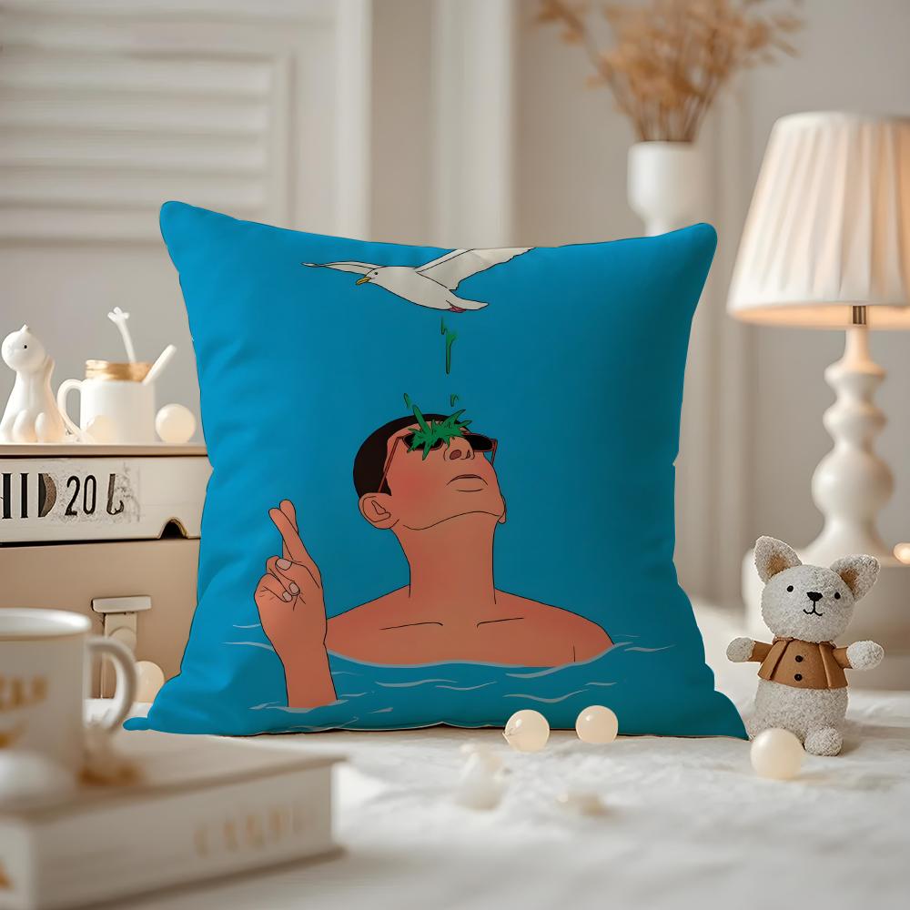 Abstract Funny Illustration Cushion Cover Anti-dustmite Pillowcase Invisible Zipper Silky Short Plush Sofa Cushion Cover