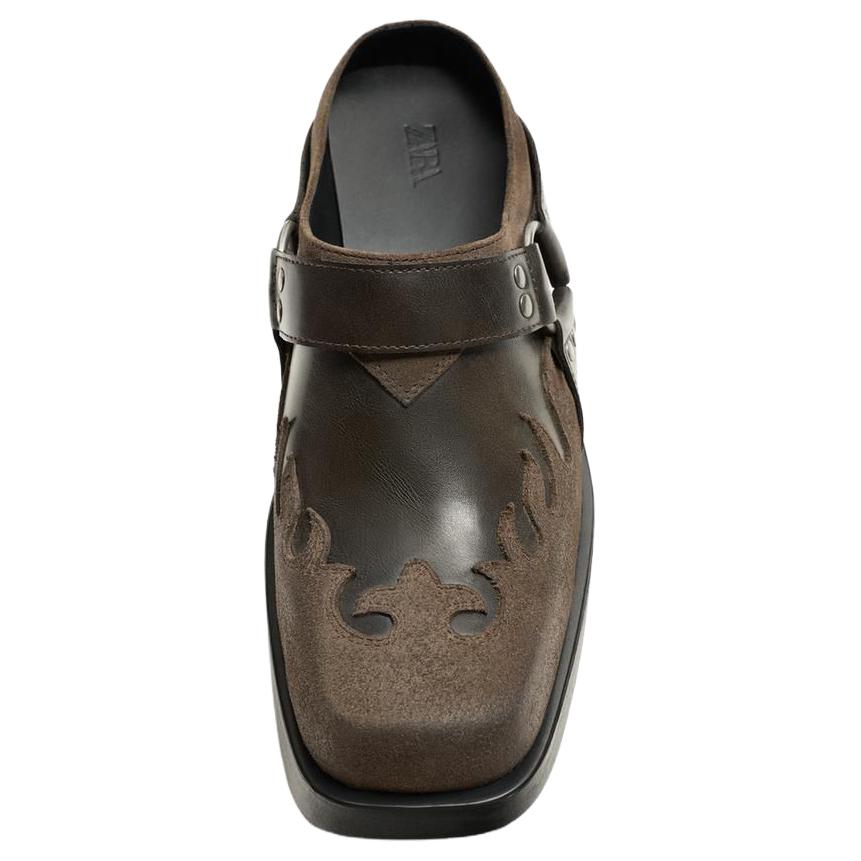 ZARA Lightweight Slip-On Denim Style Thick Sole High Heel Anti-Wear Closed Toe Slippers Men slippers Brown 12467520700