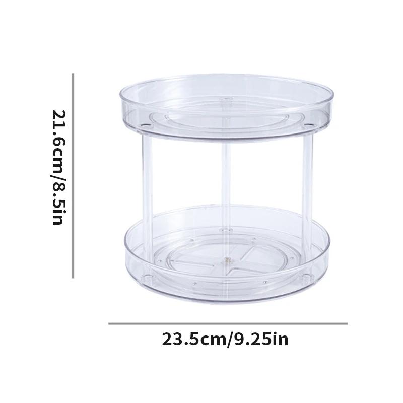 360° Rotating Spice Organizer 2 Tier Transparent Lazy Susan for Kitchen Counter Makeup Shelf Space Saving Turntable