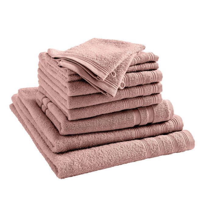 Complete 10-piece "Spa" Bathroom Set / 400 Gr/m² - "Spa" Old Rose