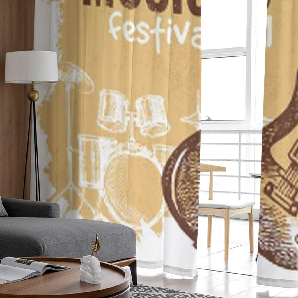 Perdele de fereastră transparentă din tul cu muzică, vintage, pentru camera de zi, perdele din organza din voilă din șifon modern, draperii decorative