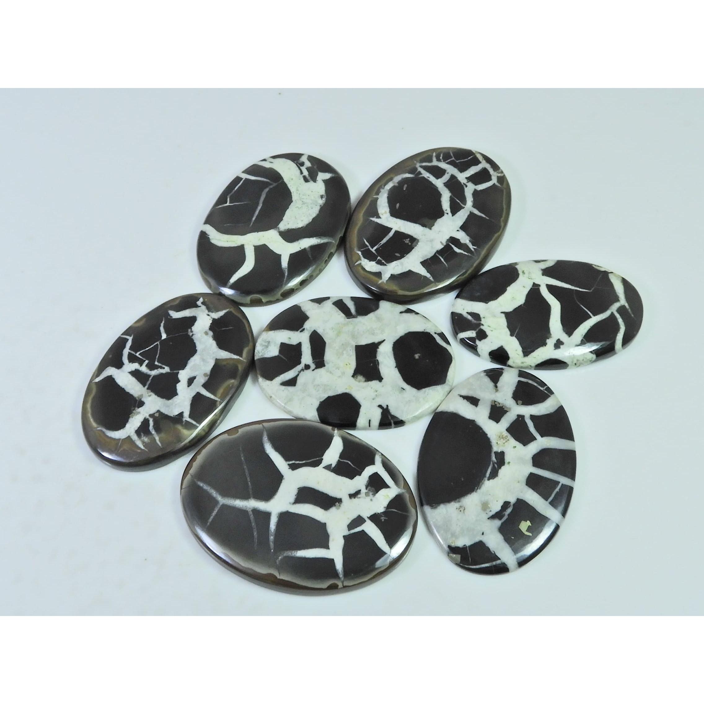 255Cts.Natural Septarian Gronates Oval Cabochon Loose Gemstone 07Pcs Lot D-539