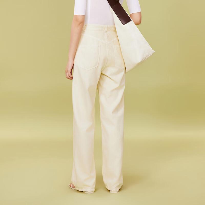 LESS Women's Lyocell Cotton Straight Wide-Leg Jeans