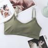Small suspenders, beautiful back underwear, women's steel-free bra, open back, ice silk tube top with fixed chest pad, integrated chest wrapping base