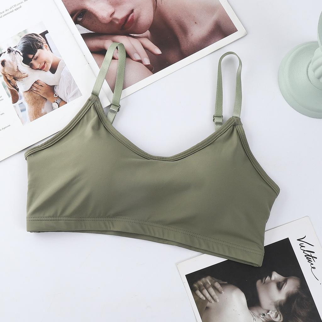 Small suspenders, beautiful back underwear, women's steel-free bra, open back, ice silk tube top with fixed chest pad, integrated chest wrapping base