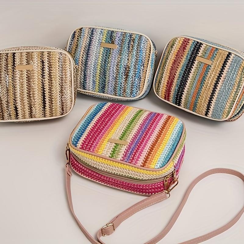 Stylish Colorful Square Bag, Trendy Zipper Shoulder Bag Crossbody Bag