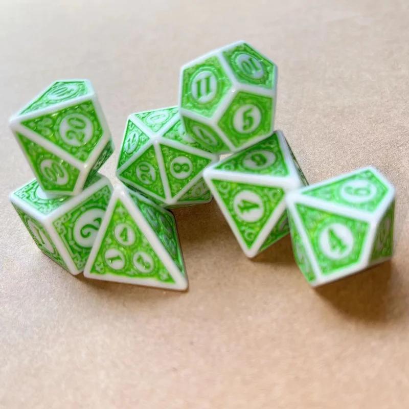 7pcs/lot Dice Set Numbers of D4 D6 D8 D10 D12 D% D20 D4 D6 D8 D10 D12 D20 for TRPG D&D Entertainment Table Game Digital Dice