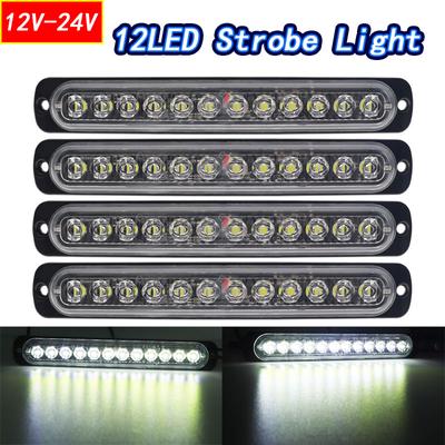 2pcs 12V/24V 12 Led Car Trailer Truck Motorcycle Side Marker Light Emergency Beacon Warning Hazard Flash Strobe Turn Light Bar