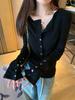 Autumn Korean Style Slimming Long-Sleeve Button-Up T-Shirt