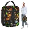Jamaïque Chanteur Reggae Rock Bob Marley Sac à Lunch Isotherme pour Enfants Glacière Scolaire Boîte Thermique pour Aliments Sac Fourre-tout Boîtes à Lunch Contenant