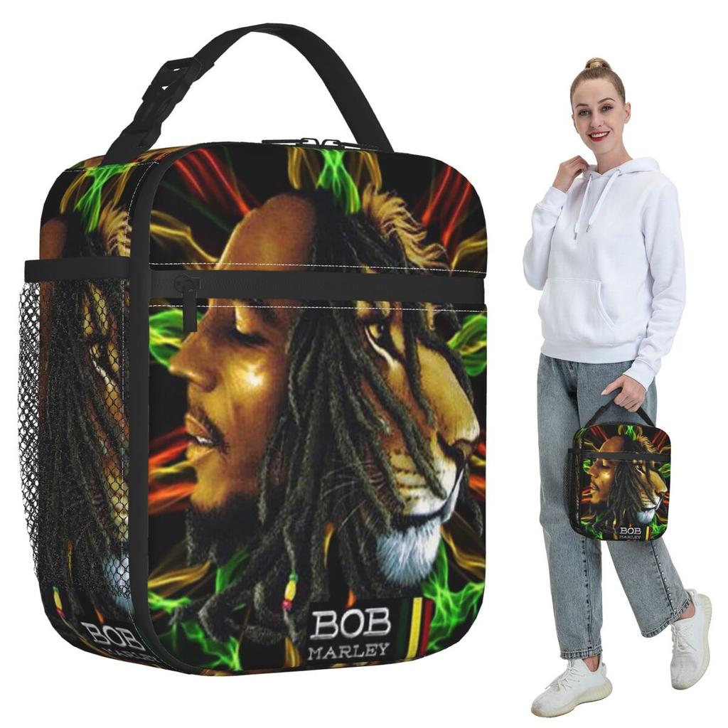 Jamaica Singer Reggae Rock Bob Marley Insulated Lunch Bag for Kids School Cooler Thermal Food Box Tote Lunch Boxes Container
