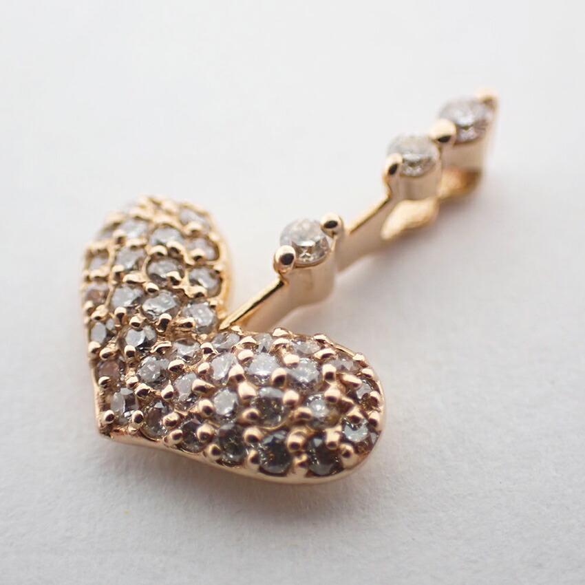 [Used] K18 Diamond Heart Pendant Top / J55-40