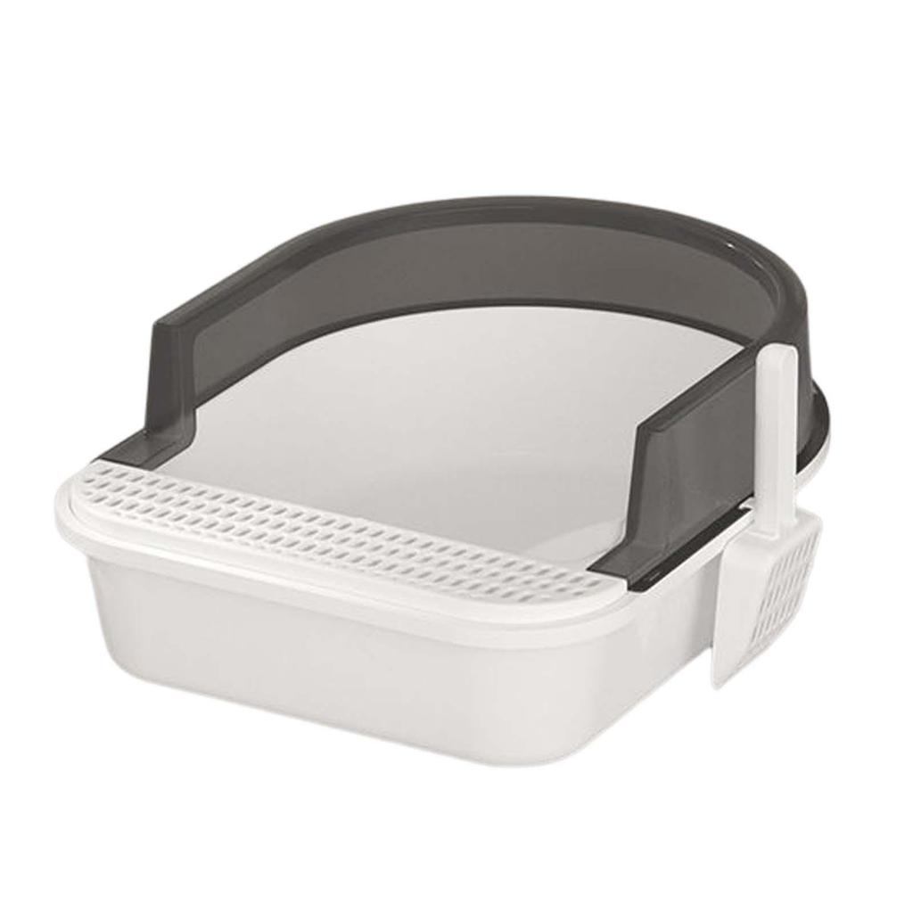 Cat Litter Box Heighten Open Top Pet Litter Tray Semi Closed Kitty Litter Pan Cat Sand Box Container for All Kinds of Cat Litter