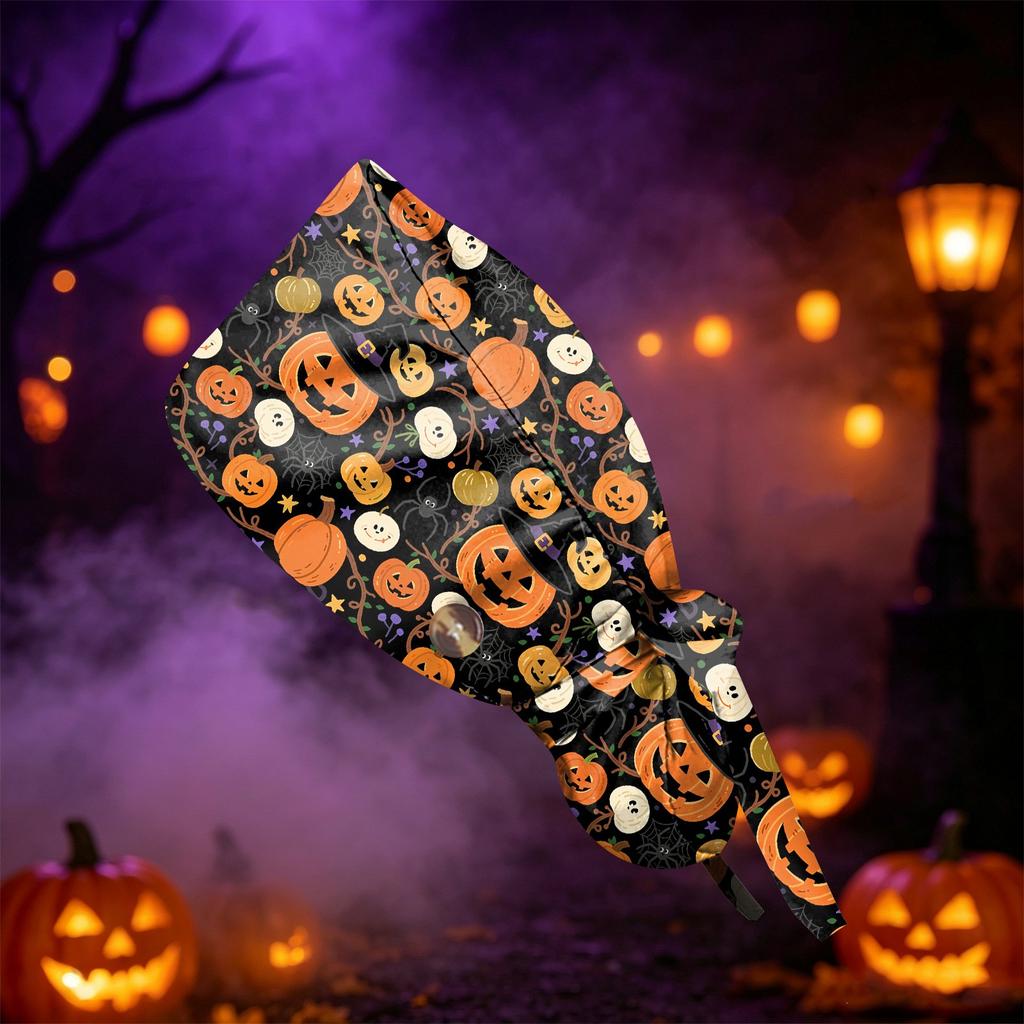 Women's Halloween Printed Ponytail, Fashion Work Hat With, Shower Wrap, Costume