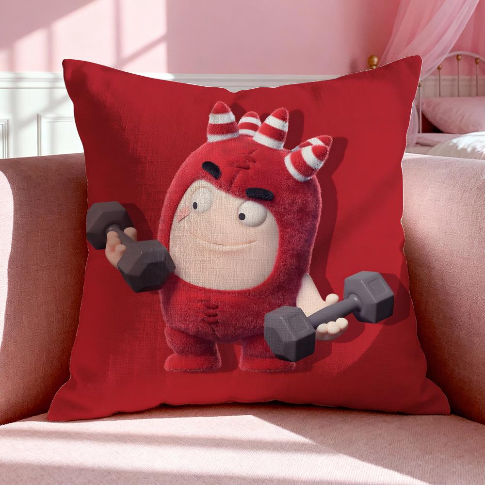 Cartoon O-Oddbods Cushion Cover Breathable Linen Pillowcase Summer Odorless Eco-Friendly Invisible Zipper Washable