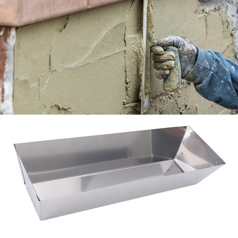 Mud Pan 14 Inch Mud Pan 210 Stainless Steel High Strength Smoothly Tool Tray Bucket for Cement Mortar Putty Paint Mixing