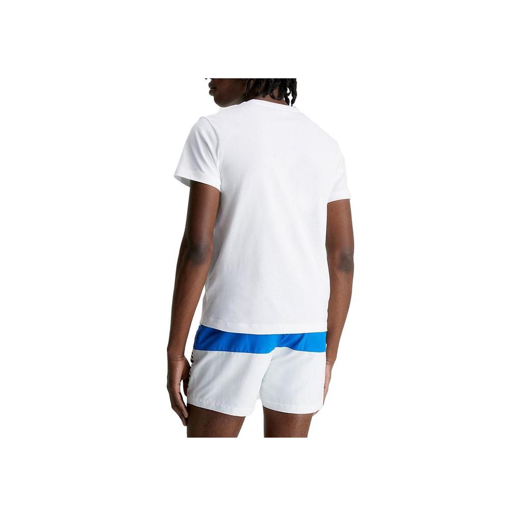 Calvin Klein Logo Print Casual Crew Neck T-Shirt Men Tops White KM00836-YCD