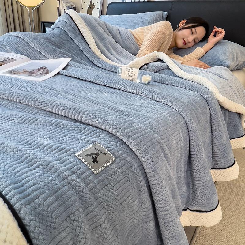 Knitted Velvet Blanket, Milk Velvet Air Conditioning Blanket, Winter Thick Warm Sofa Blanket, Office Nap Cover Blanket