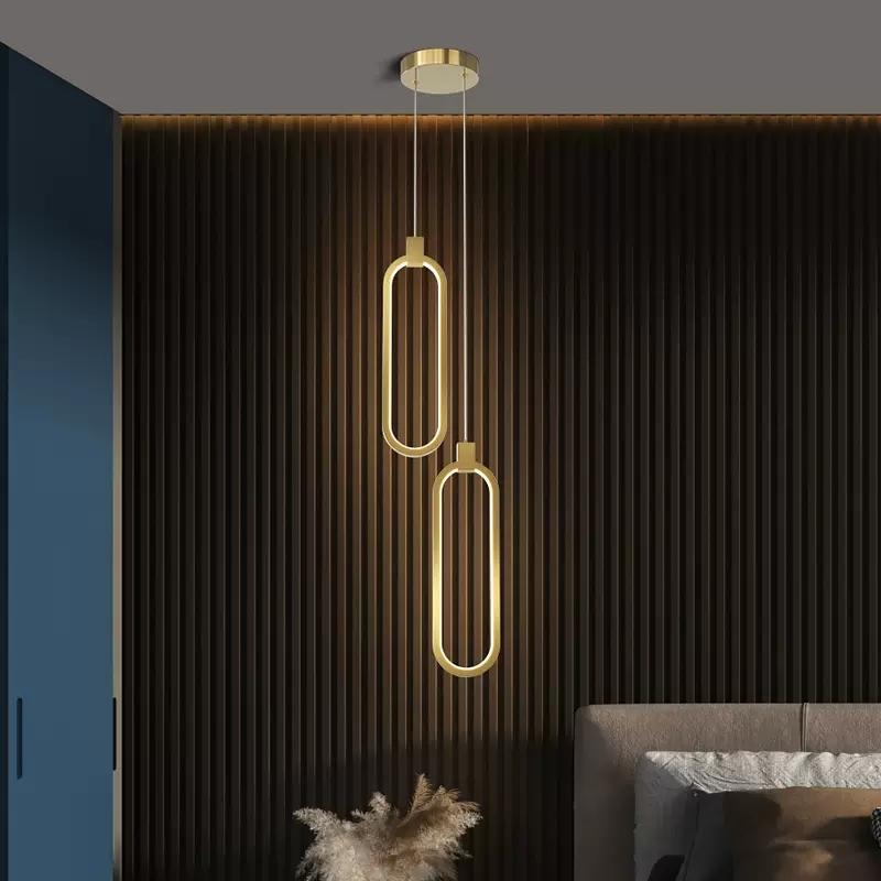 Modern Minimalist LED Pendant Light Chandelier For Hotel Bedrooms Dining Living Room Black Gold Decor Circular Hanging Lamp