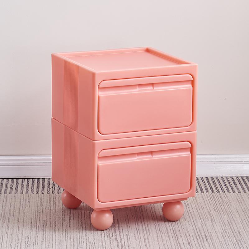 Multi-Layer Plastic Drawer Cabinet Bedside Storage Organizer for Children's Room And Bedrooms Compact Storage Unit for Small Spa