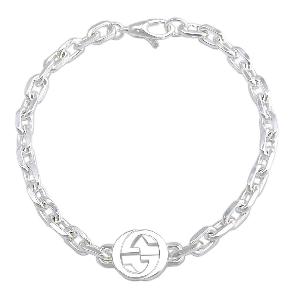 Gucci Interlocking G Chain 19cm Bracelet, 19cm, Silver, 796351, J8400, 8106, [Used]